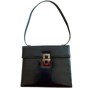 Vintage Chic Black Patent Leather Mini Bag by Frenchy of California